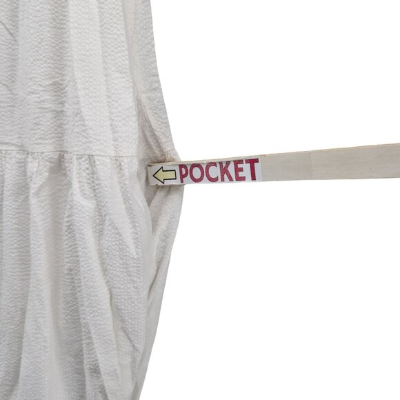 Faherty Marina Seersucker Maxi Dress White Tiered Cotton Modal Sleeveless Size S - Picture 9 of 10